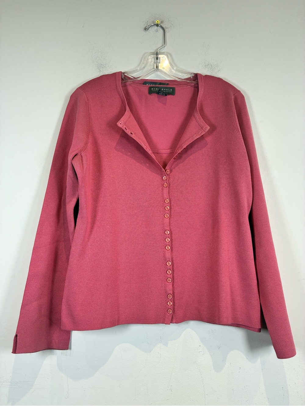 Mark Shale Dusty Rose Button-Front Cardigan and Tank Set, Size L